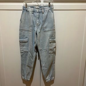 Pac Sun cargo denim pant with elastic waist , size Medium.